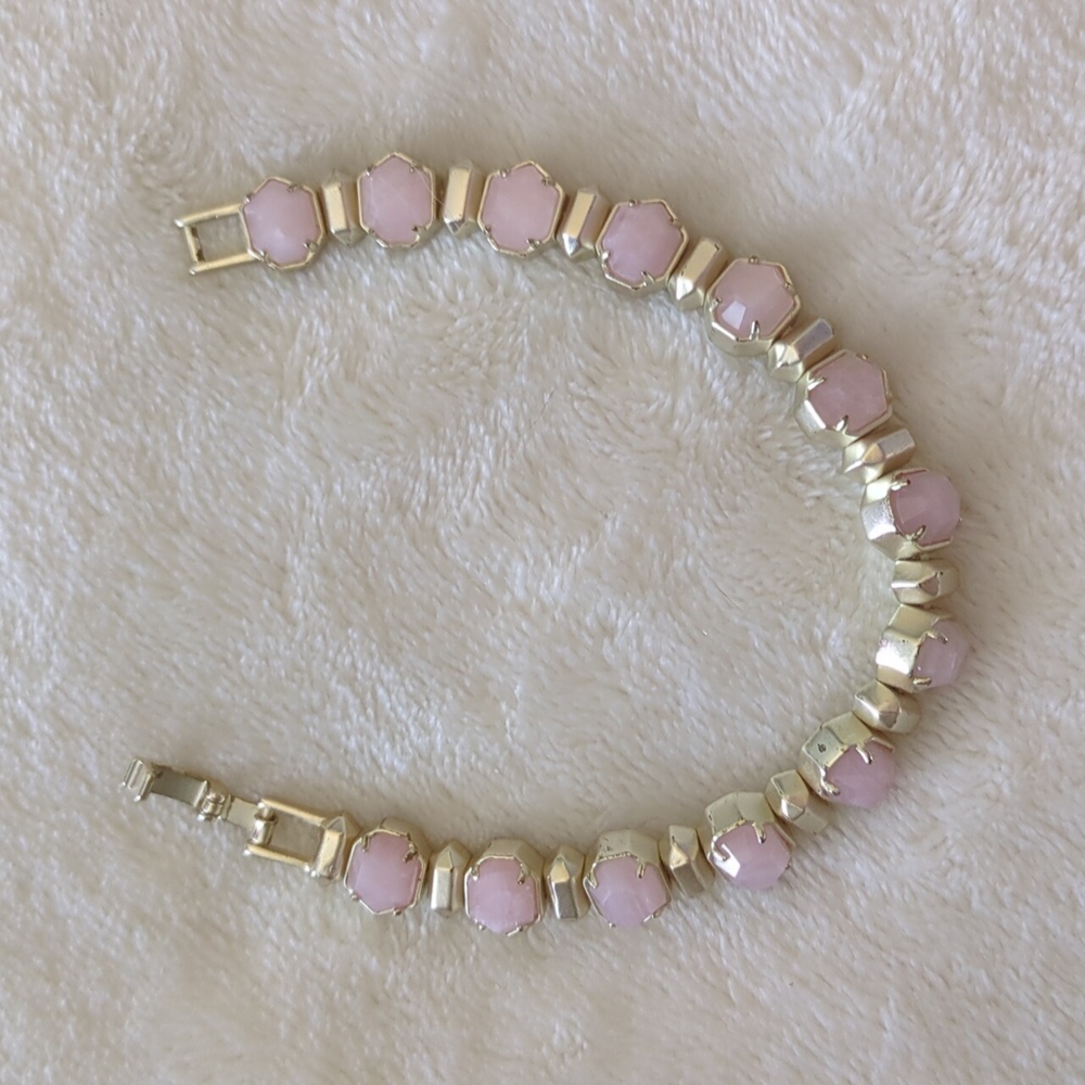 Kendra Scott Rose Quartz Gold Tara Tennis Bracelet